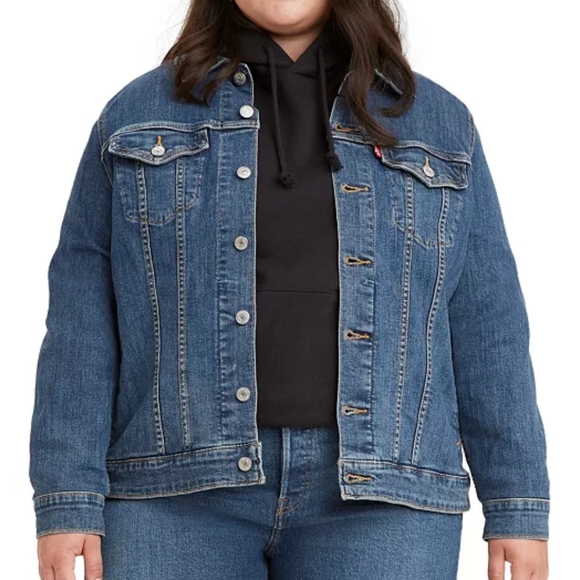 Levi's Plus Size Denim Jean Trucker Jacket -1X - Picture 1 of 9
